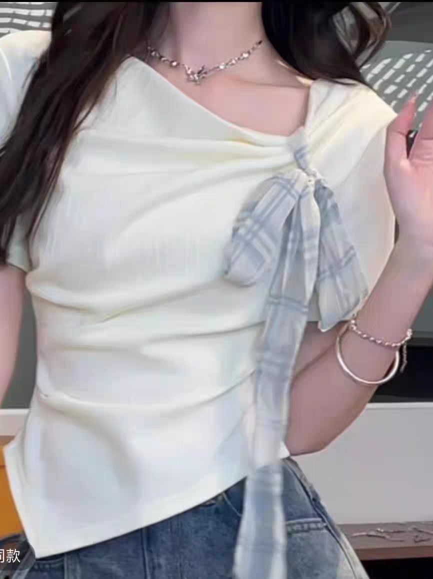 绑带短袖t恤女